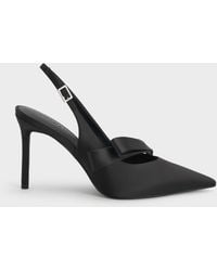 Charles & Keith - Satin Pleated-Strap Slingback Pumps - Lyst