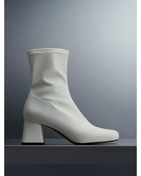 Charles & Keith - Metallic Trapeze Heel Ankle Boots - Lyst