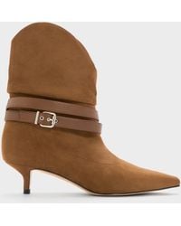 Charles & Keith - Karter Faux Suede Kitten-Heel Boots - Lyst