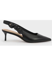 Charles & Keith - Jayce Leather Slingback Kitten Heels - Lyst