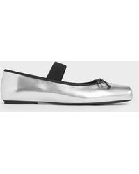 Charles & Keith - Metallic Square-Toe Mary Jane Ballet Flats - Lyst