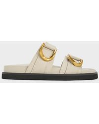 Charles & Keith - Gabine Gold-buckle Leather Slides - Lyst
