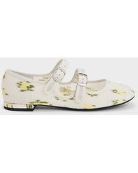 Charles & Keith - Mesh Floral-Print Double-Strap Mary Jane Flats - Lyst