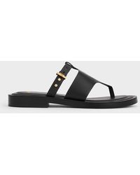 Charles & Keith - Leather Asymmetric Thong Sandals - Lyst