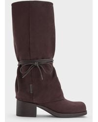 Charles & Keith - Faux Suede Tie-Around Knee-High Boots - Lyst
