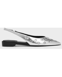 Charles & Keith - Metallic Grommet Pointed-Toe Slingback Flats - Lyst