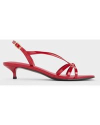 Charles & Keith - Patent Kitten-Heel Strappy Sandals - Lyst