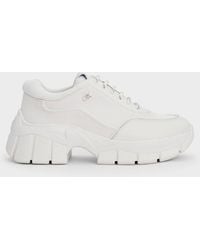 Charles & Keith - Yunna Leather & Recycled Fabric Chunky Sneakers - Lyst