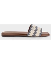 Charles & Keith - Striped Square-Toe Slide Sandals - Lyst