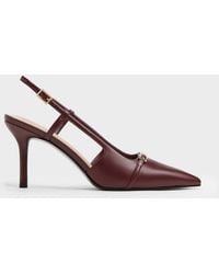 Charles & Keith - Metallic-Bar Pointed Slingback Pumps - Lyst