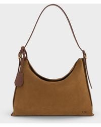 Charles & Keith - Large Leather & Suede Top-Flap Hobo Bag - Lyst