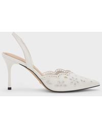 Charles & Keith - Leather Embroidered Pointed Slingback Pumps - Lyst