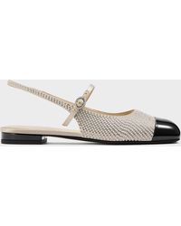 Charles & Keith - Pearl & Crystal-Embellished Cap-Toe Slingback Mary Jane Flats - Lyst