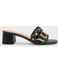Charles & Keith - Whitney Leather Cut-Out Heeled Mules - Lyst