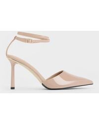 Charles & Keith - Patent Pointed-toe Ankle-strap Pumps - Lyst