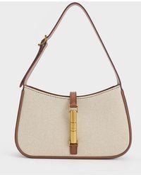 Charles & Keith - Cesia Canvas Metallic-Accent Shoulder Bag - Lyst