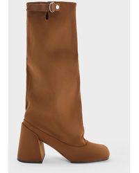 Charles & Keith - Robbie Faux Suede Side-Buckle Block-Heel Knee-High Boots - Lyst
