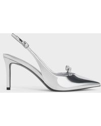 Charles & Keith - Metallic Bow Slingback Pumps - Lyst