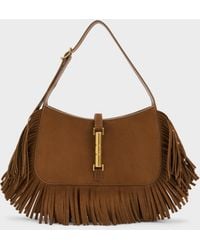 Charles & Keith - Cesia Metallic-Accent Fringed Shoulder Bag - Lyst