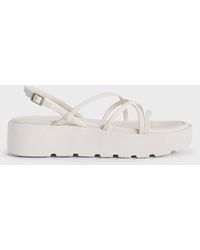 Charles & Keith - Strappy Ridged-Sole Flatform Sandals - Lyst