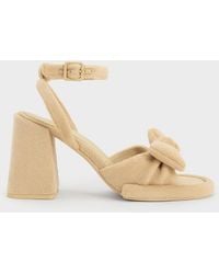 Charles & Keith - Loey Textured Bow Ankle-strap Sandals - Lyst