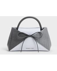Charles & Keith - Hazel Striped Bow Panelled Top Handle Bag - Lyst