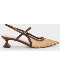 Charles & Keith - Raffia Sculptural-heel Slingback Pumps - Lyst