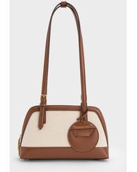Charles & Keith - Enola Canvas Two-Tone Elongated-Handle Bag - Lyst