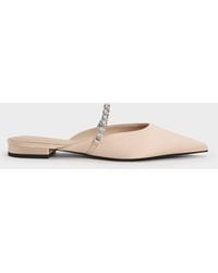 Charles & Keith - Flores Recycled Polyester Gem-strap Metallic Flat Mules - Lyst