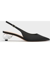 Charles & Keith - Pointed Crystal-Heel Slingback Pumps - Lyst