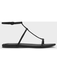 Charles & Keith - Recycled Polyester T-bar Ankle-strap Sandals - Lyst