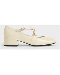 Charles & Keith - Patent Crossover-strap Block-heel Mary Janes - Lyst