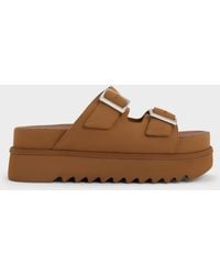 Charles & Keith - Buckled Double-Strap Flatform Sandals - Lyst