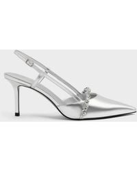 Charles & Keith - Metallic Crystal Slingback Pumps - Lyst