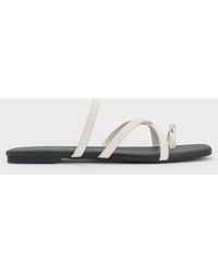 Charles & Keith - Metallic-accent Strappy Toe-ring Sandals - Lyst