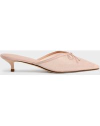 Charles & Keith - Glittered Mesh Bow Kitten Heels - Lyst
