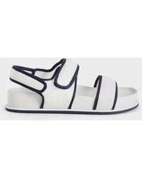 Charles & Keith - Mesh Contrast-Trim Double-Strap Slingback Sandals - Lyst