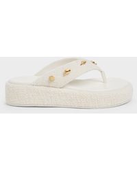 Charles & Keith - Tweed Beach Flatform Thong Sandals - Lyst