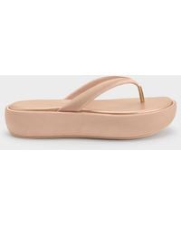 Charles & Keith - Satin Thong Flatform Sandals - Lyst