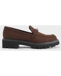 Charles & Keith - Lando Faux Suede Metallic-Accent Platform Loafers - Lyst