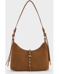 Charles & Keith - Lark Recycled Suede Studded Belted Shoulder Bag - Lyst