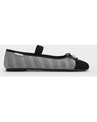 Charles & Keith - Knitted Pearl-Accent Bow Ballet Flats - Lyst