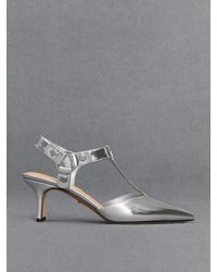 Charles & Keith - Leather Metallic Buckled T-bar Pumps - Lyst