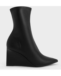 Charles & Keith - Pointed-toe Wedge Ankle Boots - Lyst
