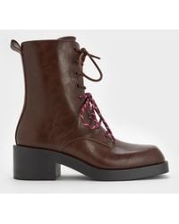 Charles & Keith - Logan Double-Lace Calf Boots - Lyst