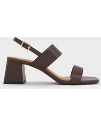 Charles & Keith - Double-Strap Block-Heel Slingback Sandals - Lyst