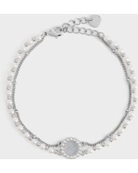 Charles & Keith - Pearl & Gemstone Double-Chain Bracelet - Lyst