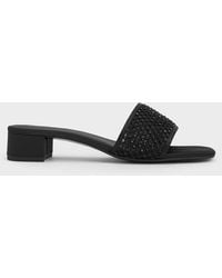 Charles & Keith - Mesh Crystal-embellished Heeled Mules - Lyst
