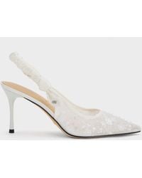Charles & Keith - Tayari Embroidered-Mesh Slingback Pumps - Lyst
