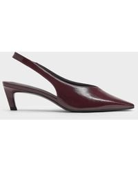 Charles & Keith - Patent Tapered Square-Toe Slingback Kitten Heels - Lyst
